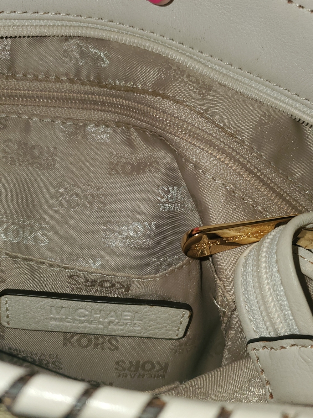 Michael Kors Brown Logo Tote with Gold Charm - Picture 7 of 8